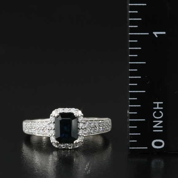 14K White Gold, 1.24CT Sapphire And Diamond Ring. - Picture 2 of 8